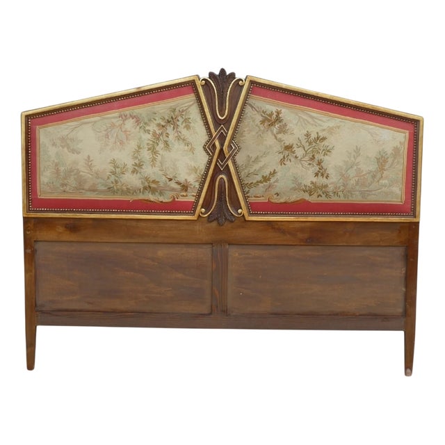 Antique Padded Headboard with Gold Lacquered Profiles, 1950s For Sale