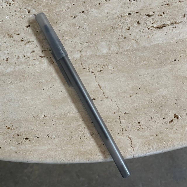 Delcourt Collection Ouk Sylver Travertine Table For Sale - Image 9 of 9