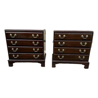 Pair of Ethan Allen Georgian Four-Drawer Bedside Chests/ Nightstands For Sale