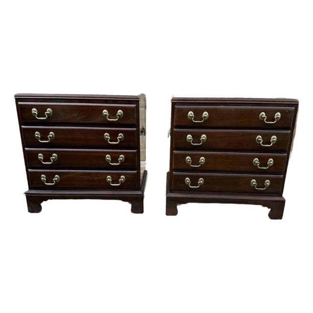 Pair of Ethan Allen Georgian Four-Drawer Bedside Chests/ Nightstands For Sale