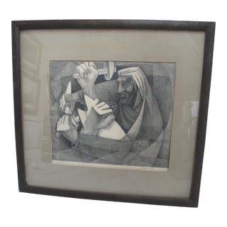 Walter Hawk 1955 Framed Limited Edition Signed Print Isaiah Swords Into Plowshares For Sale