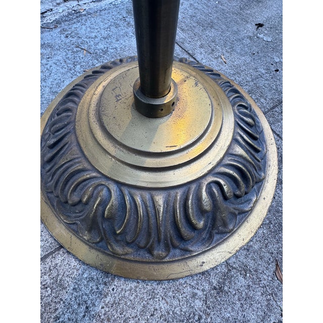 Vintage Brass Commercial Valet Coat Stand With Acorn Finials & Ornate Cast Base, Hotel Lobby Style For Sale - Image 11 of 12