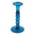 Spindle Pillar Blue Glass Tall Single Candle Stick Holder with Wavy Rim For Sale