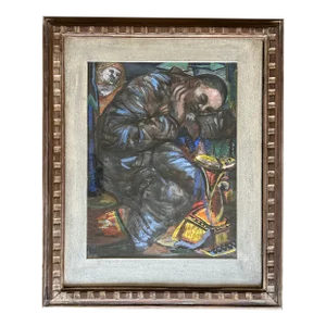 Josef Presser Original Painting Mixed Media Shoe Shine Man