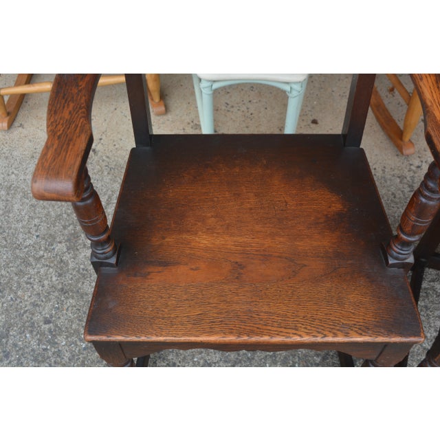 These wooden chairs are in good/solid condition. Marked Ware Furniture, NJ. Great for many areas! The width is across the...