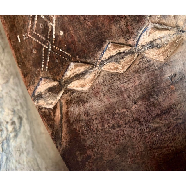 Brown Vintage Cameroon Namji Prestige Handcarved Wood Stool, Headrest African Ceremonial Tribal Art For Sale - Image 8 of 12