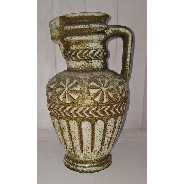 1970s Vintage Green Ceramic Handled Jug Vase from Bay-Keramik, 1970s For Sale - Image 5 of 5