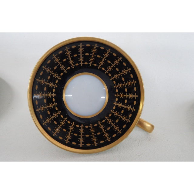 Hutscheneruther Mid 20th Century CM Hutschenreuther Germany Porcelain Cobalt Blue Gold Cups Saucers 4 pcs For Sale - Image 4 of 18