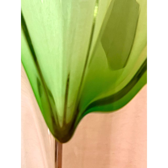 Large 1960's Asymmetrical Green and Gentle Pink Art Glass Vase, Josef Hospodka for Chrisbska For Sale - Image 12 of 12