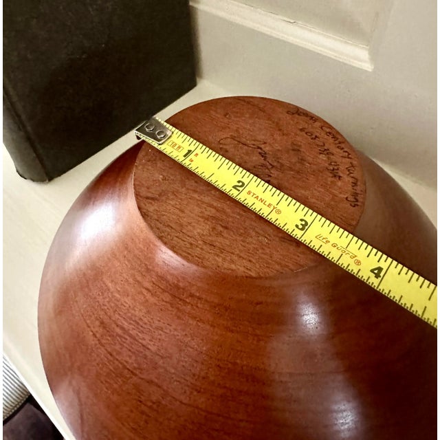 Danish Modern Style Hand-Crafted Wood Turned Walnut Bowl For Sale - Image 11 of 13