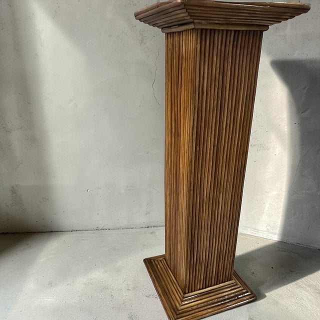 1960s Boho Chic Pencil Reed Pedestal Column Attributed to Gabriella Crespi - A Pair For Sale - Image 12 of 14