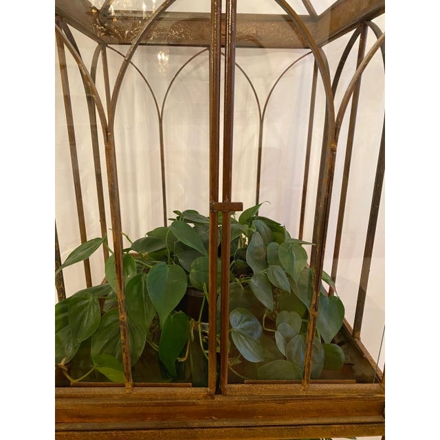 Antique Victorian Wrought Iron Wardian Terrarium Plant Case Stand For Sale - Image 4 of 13