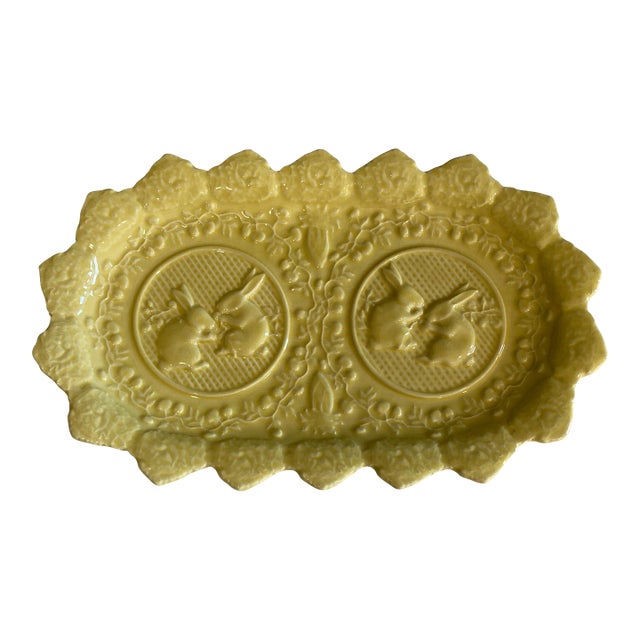 1990s Bordallo Pinheiro Yellow Bunny Platter For Sale