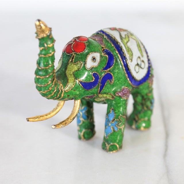 Colorful vintage Cloisonné elephant figurine. Minor age wear. No makers mark.