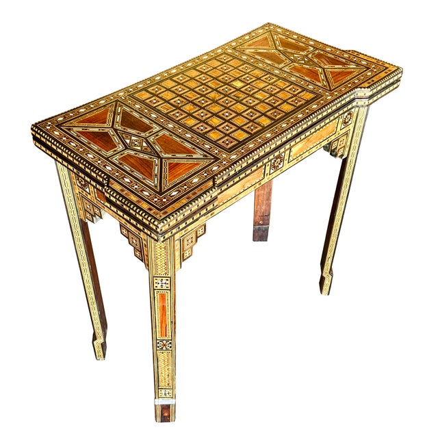 Traditional Early 20th Century Marquetry Folding Game Table For Sale - Image 3 of 11