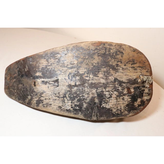 Antique Hand Carved Wood Flat Bottom Folk Art Duck Decoy Bird Sculpture Statue For Sale - Image 10 of 12