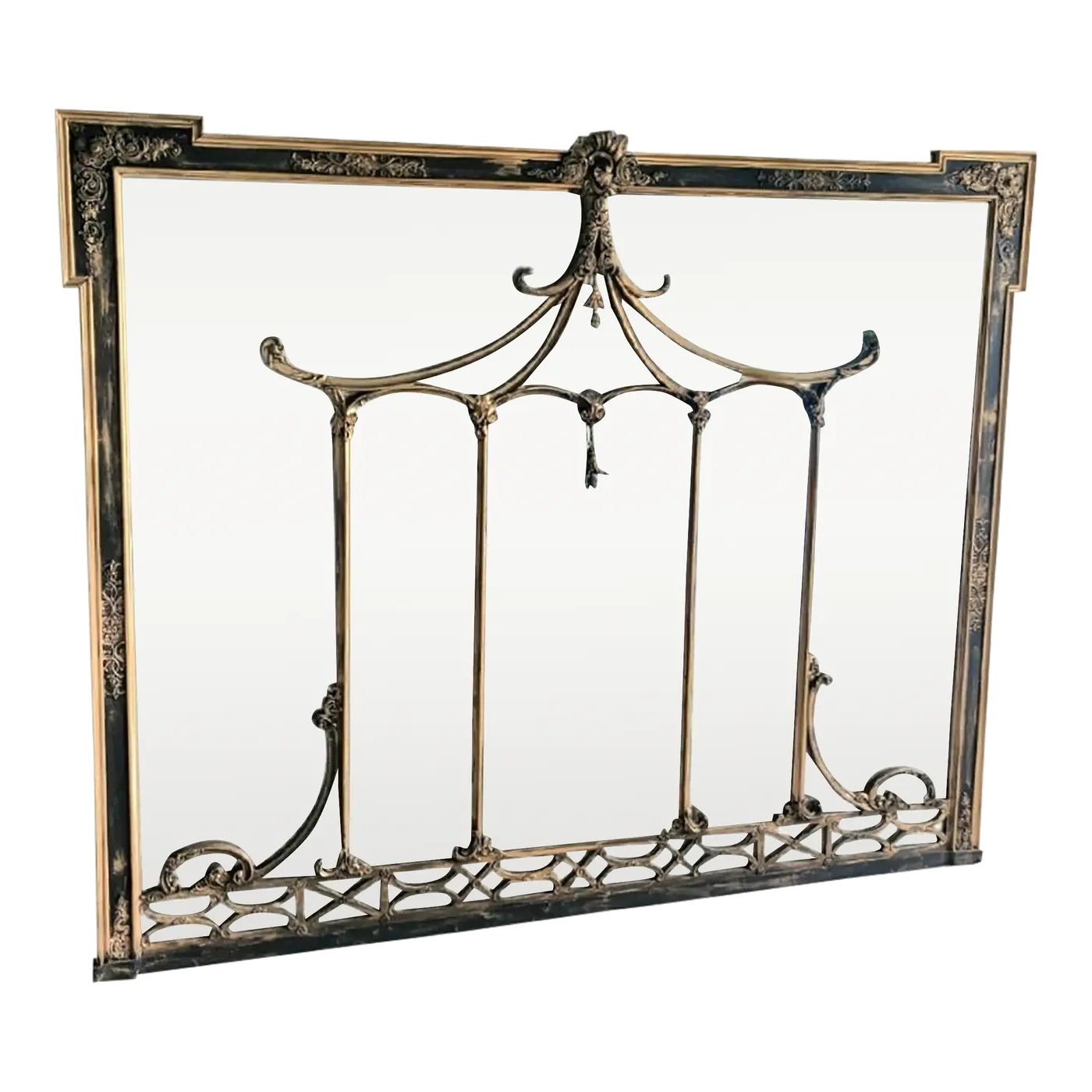 Monumental Antique French Mahogany Black Gilt Gold Pagoda Early