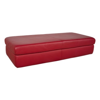 Vintage Leather Stool in Red For Sale