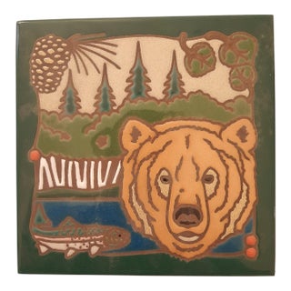 Bear National Parks Trout Fish Glazed Tile Trivet For Sale