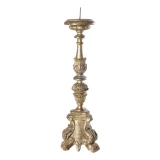 Italian Gilt Wood Pricket Candlestick For Sale