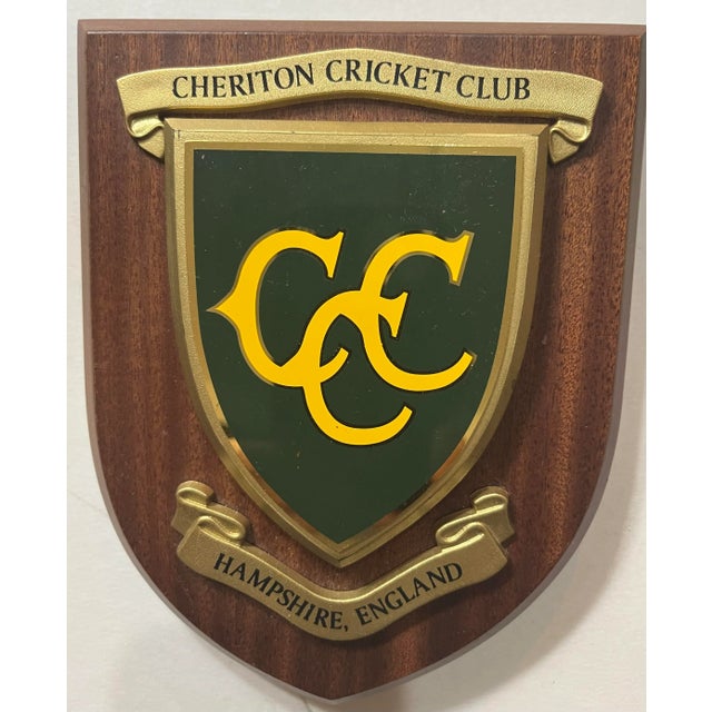 A beautiful wood wall plaque of Cherton Cricket Club from Hampshire England. Wonderful graphics. A great sports theme...
