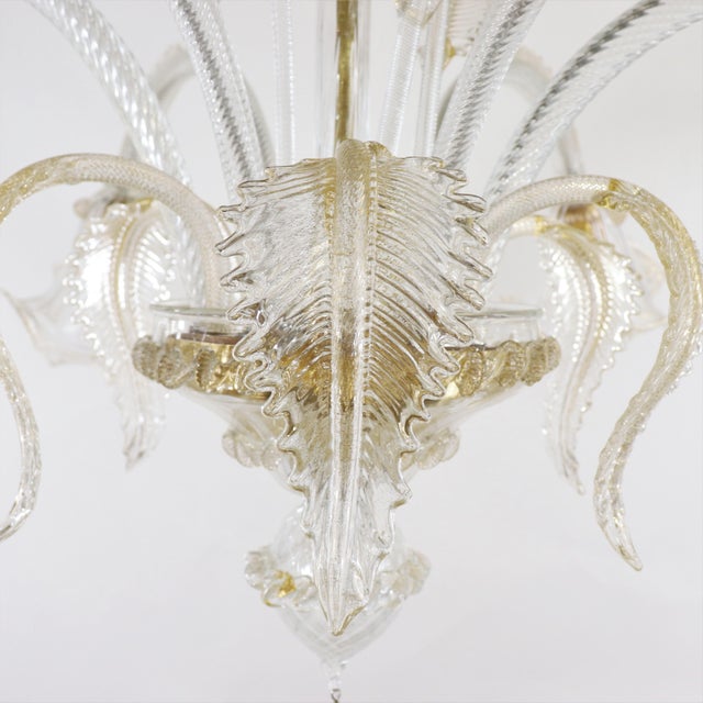 Glass Vintage Traditional Baroque Style Floral Gold Infused Murano Glass Chandelier For Sale - Image 7 of 12