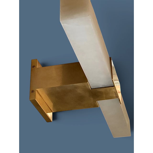 Brass Kelly Wearstler for Visual Comfort Covet 24" Alabaster Bath Light in Antique-Burnished Brass For Sale - Image 8 of 18
