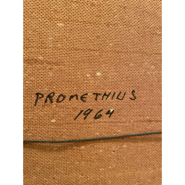 1960s Modernist Figurative Painting “Prometheus” by Solomon – Bronze Tonal Study For Sale - Image 9 of 11
