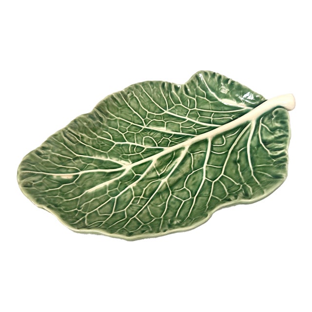 Bordallo Pinheiro Green Cabbage Leaf Relish Dish For Sale