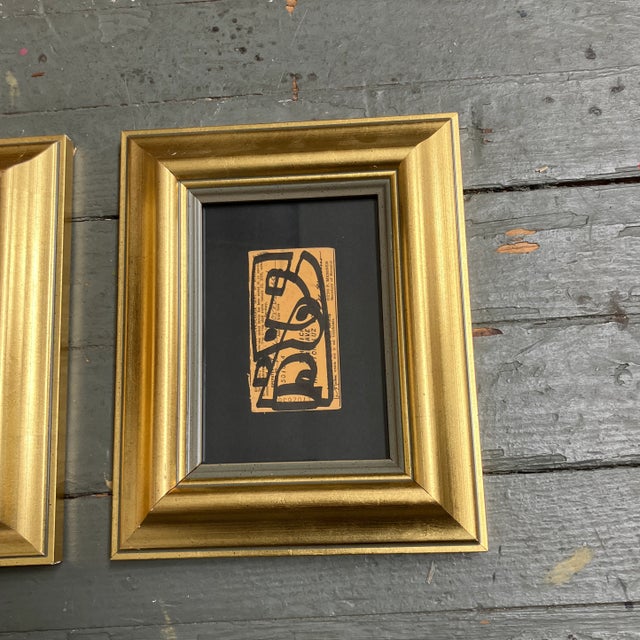 Contemporary original set of two Wayne Cunningham abstract marker drawings on vintage registration cards. Signed and...