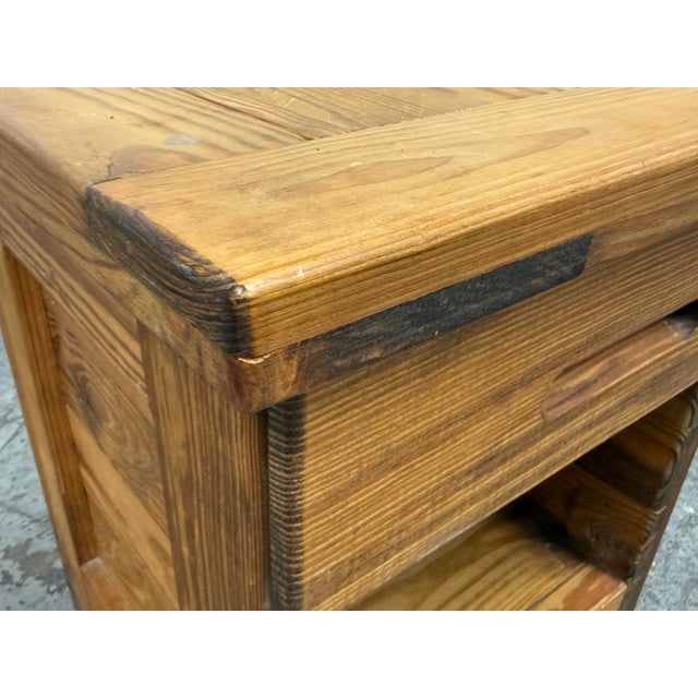 Brown Rustic Pine Wood Nightstand For Sale - Image 8 of 12