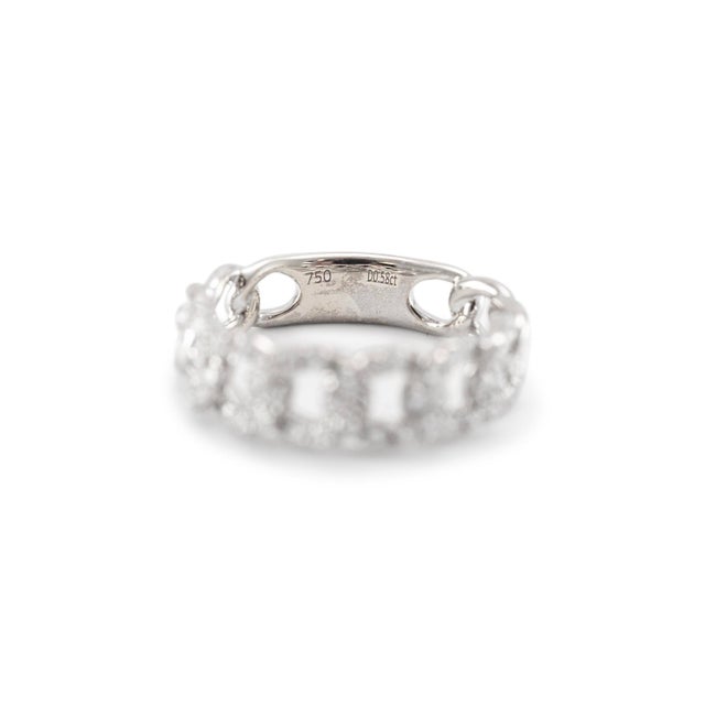 Metal 18k White Gold Link Diamond Band Ring Size 6.5 For Sale - Image 7 of 8