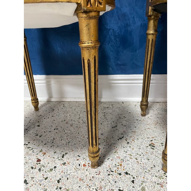 Mid 18th Century French Louis XVI Giltwood Chairs With Italian Blue Leather & Cane Backs — Pair For Sale In Miami - Image 6 of 11