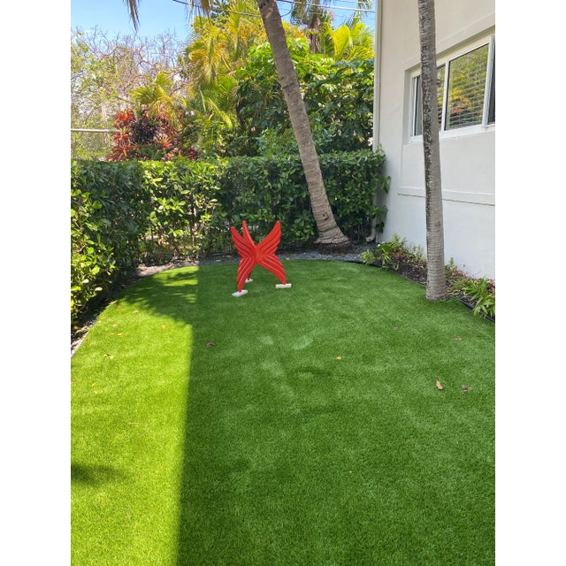 1960s 1960s Abstract Red Enamel Resin Sculpture with Sandstone Blocks For Sale - Image 5 of 8