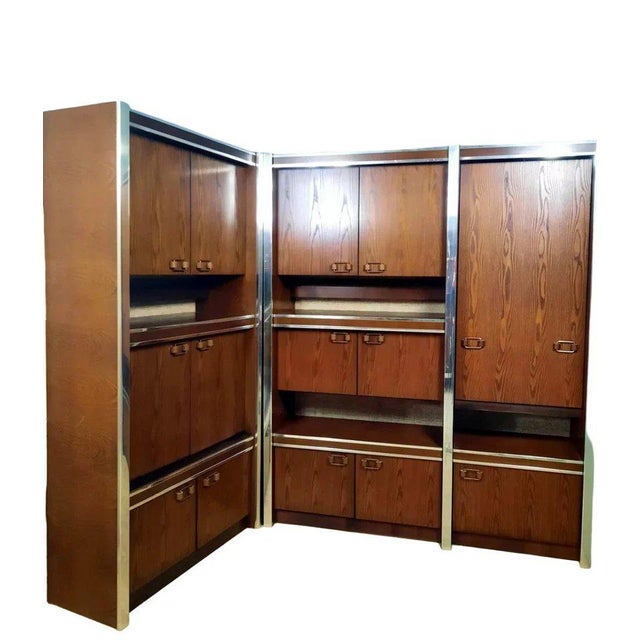 Metal Scandinavian Two Modules Cabinet in Stained Ash and Chromed Metal, 1960 For Sale - Image 7 of 10