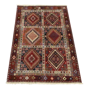 Yalameh Rug 3'4'' X 4'10'' Multicolor Wool Vintage Tribal Hand-Knotted Carpet