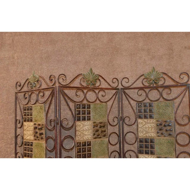 1980s Vintage 3-Panel Folding Screen For Sale - Image 9 of 13