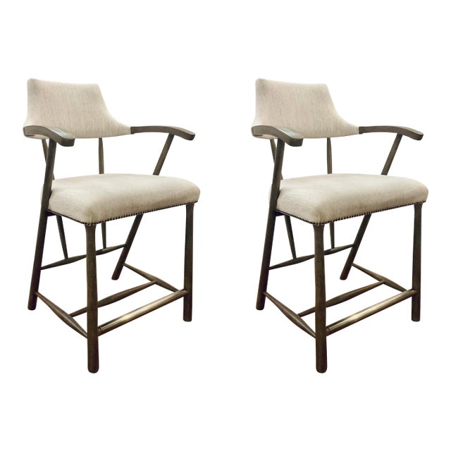 Hooker Organic Modern Stack Rock Counter Stools Pair For Sale