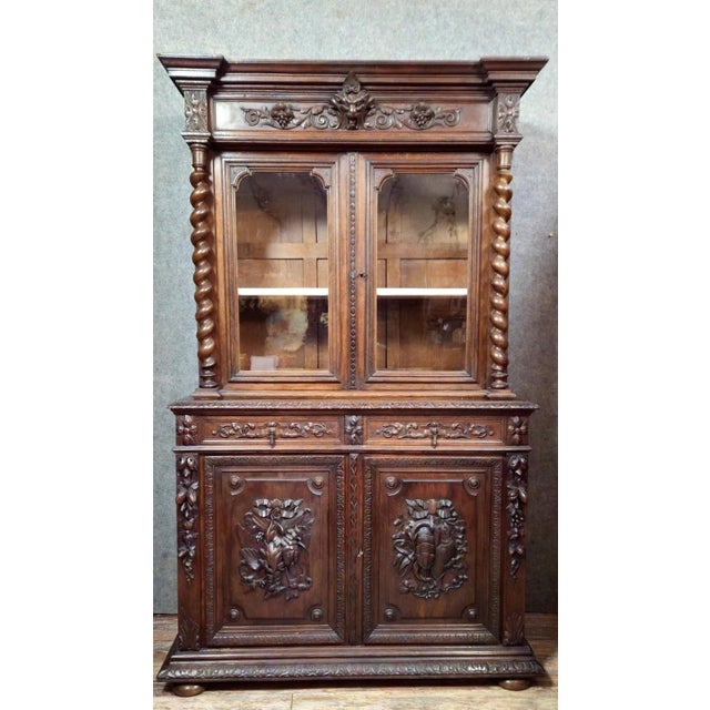 Antique Renaissance Carved Wooden Two-Part Bookcase For Sale - Image 13 of 13
