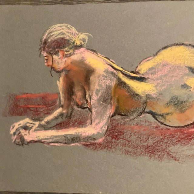 Original 12.5 x 19.5 pastel drawing on gray paper dated bottom right unframed unsigned