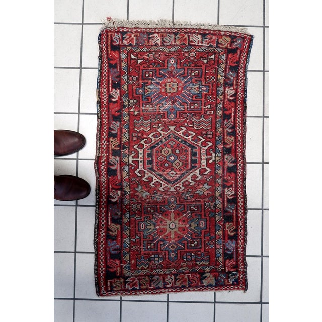 Ivory 1910s, Handmade Antique Persian Karajeh Rug 2.1' X 3.7' For Sale - Image 8 of 11