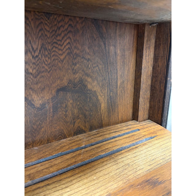 Wood Antique Curved Glass Curio Cabinet With Original Finish For Sale - Image 7 of 8