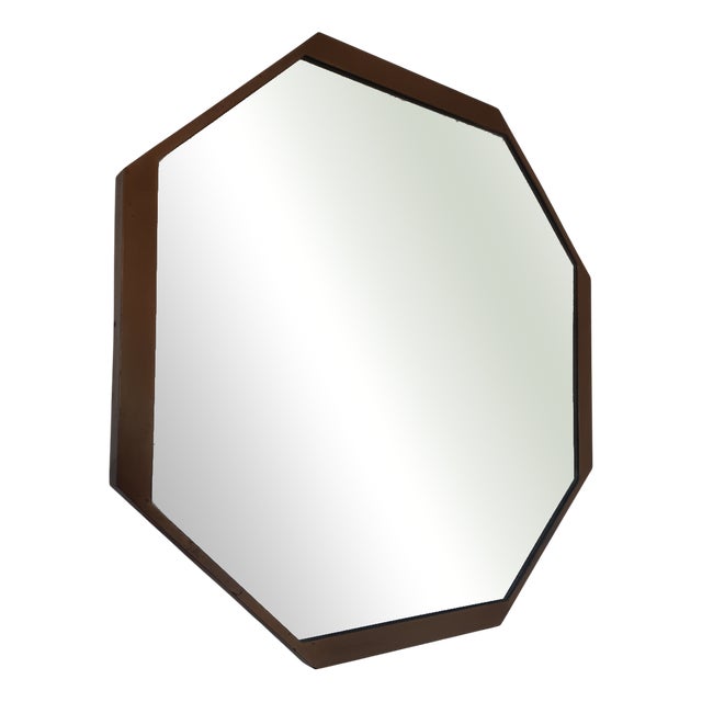 Octagonal Brass Wall Mirror, 1970s For Sale