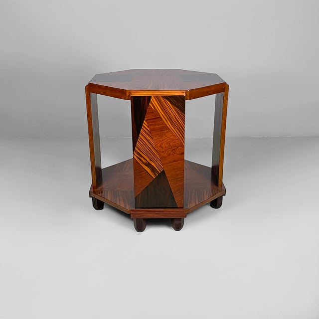 Italian Art Deco Double Hexagonal Top Coffee Table in Wood, 1930s For Sale - Image 4 of 18