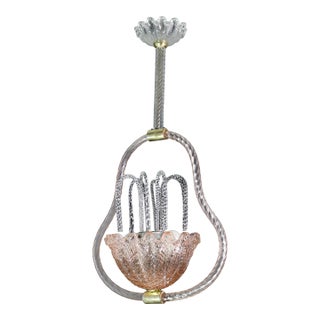 1950s Charming Pink and Trasparent Murano Glass Chandelier by Barovier E Toso For Sale