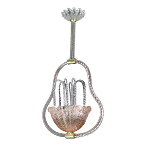 1950s Charming Pink and Trasparent Murano Glass Chandelier by Barovier E Toso