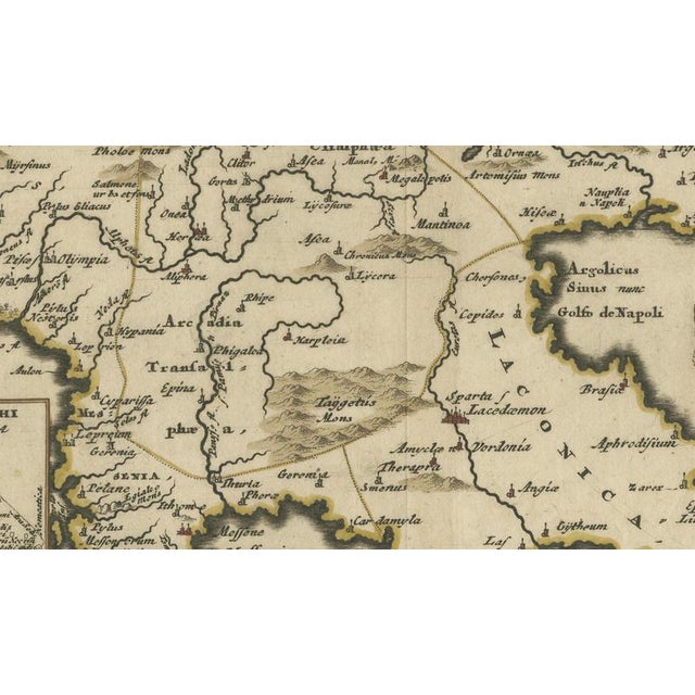 Paper Antique Map of the Peloponnese Peloponnesus by Cluver, 1697 For Sale - Image 7 of 9