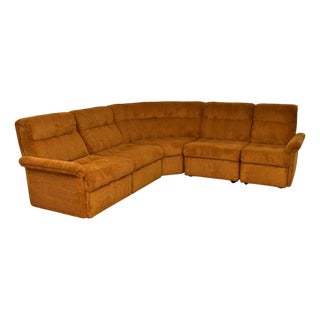 Yellow Corduroy Modular Sofa, 1970s, Set of 5 For Sale