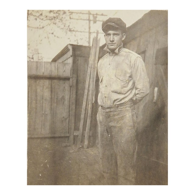 Early 20th Century Working Man Vernacular Snapshot Photograph For Sale