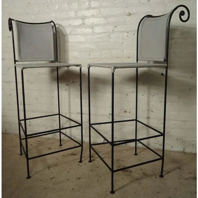Metal Sculpted Shaver HowardMid-Century Stools - a Pair For Sale - Image 7 of 7